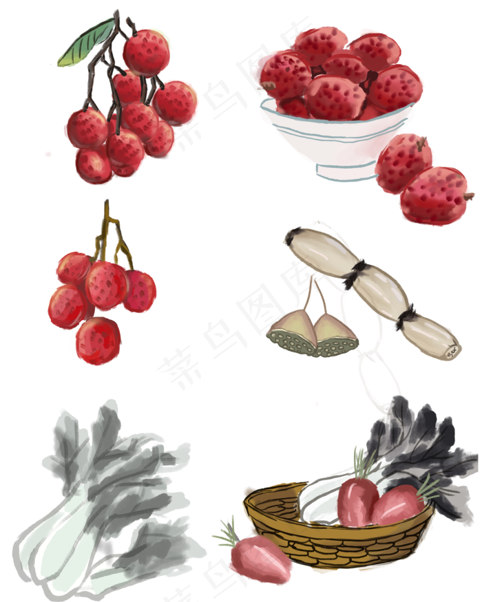 古风古典风格中国风水墨风食物矢