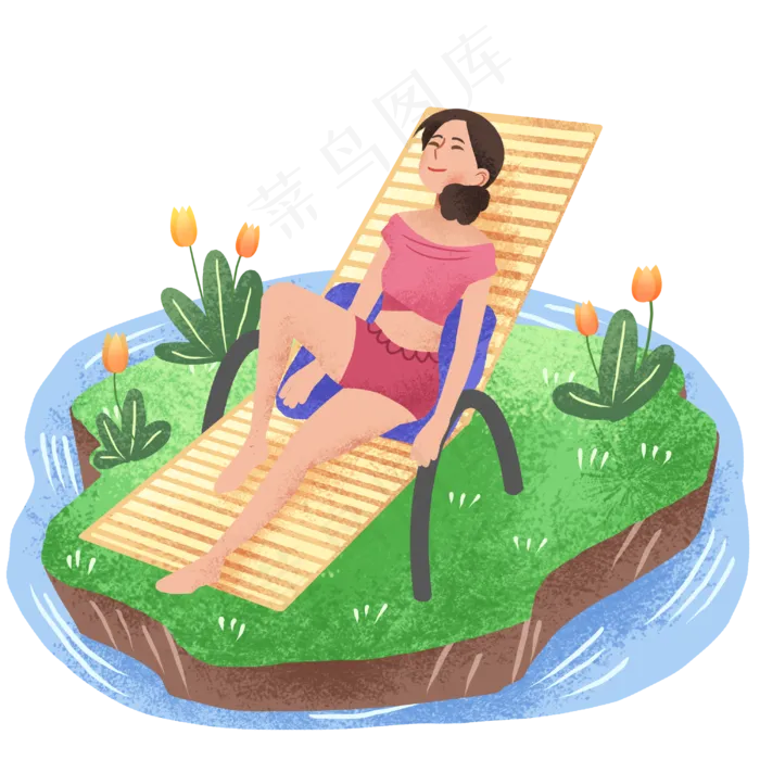 大暑躺椅女孩(3000X3000(DPI:300))psd模版下载