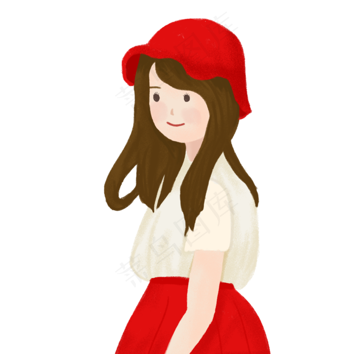 小清新带红帽的女孩
