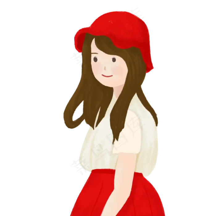 小清新带红帽的女孩(3000X3000(DPI:300))psd模版下载