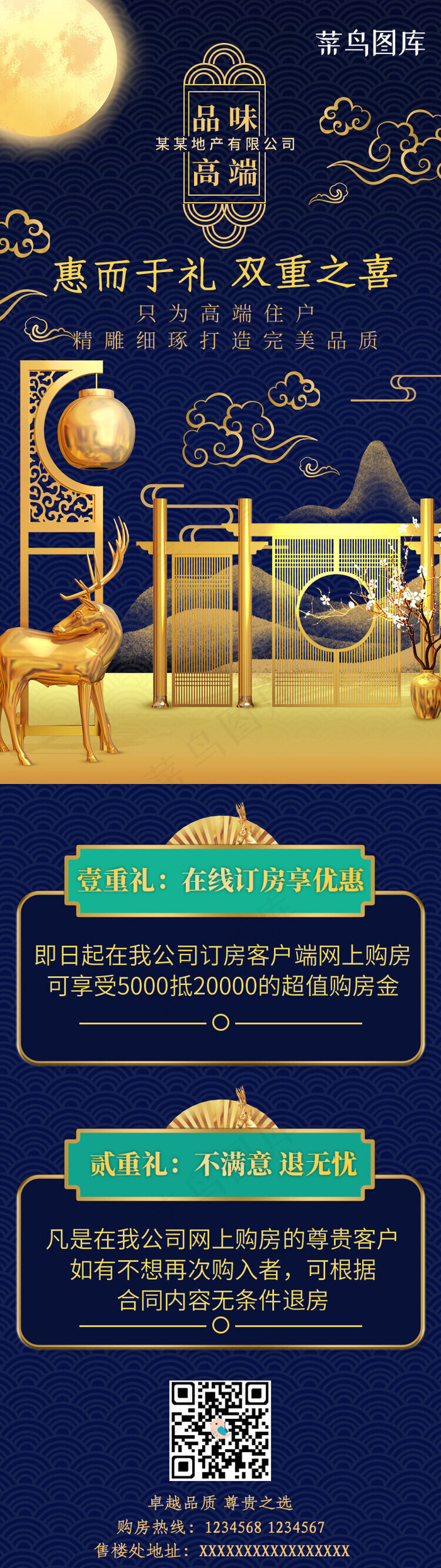 蓝色房地产促销销售H5(750*3856px 72 dpi )psd模版下载