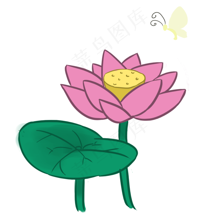 彩色手绘荷花(2000X2000(DPI:300))psd模版下载