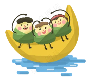 端午节粽子节月亮上的粽子一家
