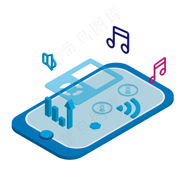 2.5D轴侧立面风格手机音量,免抠元素