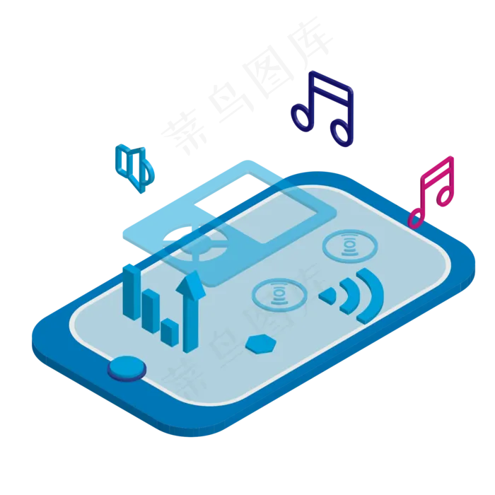 2.5D轴侧立面风格手机音量,免抠元素ai矢量模版下载