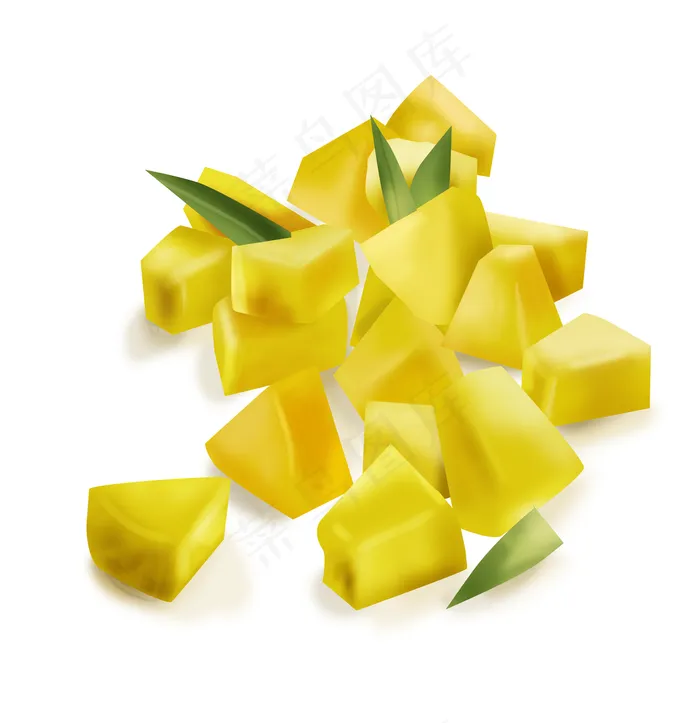 暑假手绘水果菠萝块(3508X3620(DPI:300))psd模版下载