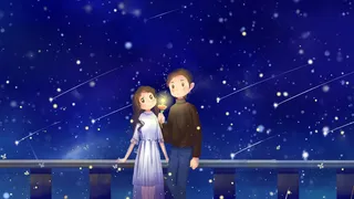 深蓝色唯美卡通治愈风网络情人节520配图