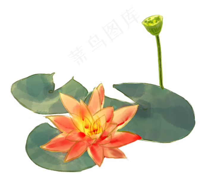 水墨画荷花睡莲(2265X2100(DPI:300))psd模版下载