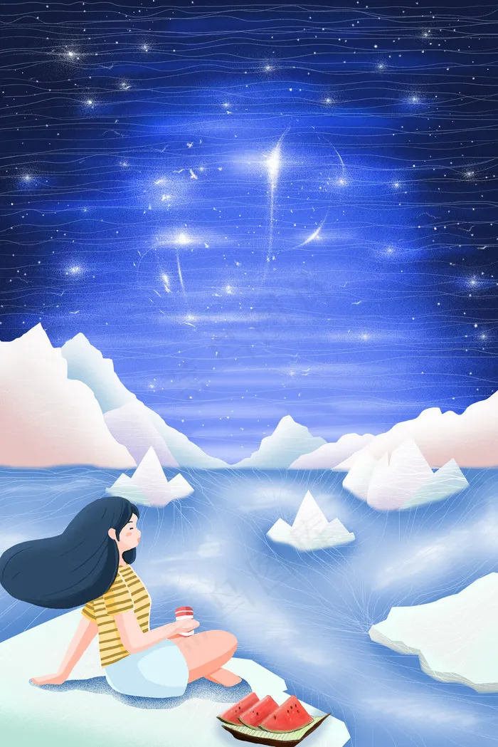 缤纷夏日冰岛旅行夏天促销PSD素材(3545*5315px 	      )psd模版下载