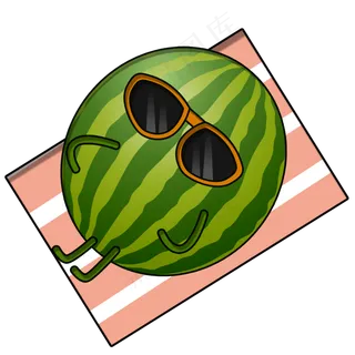 戴墨镜卡通西瓜png素材