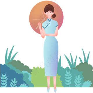 清明节旗袍女孩