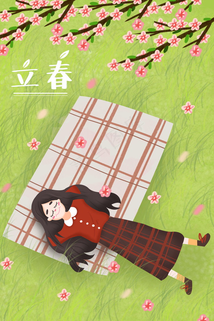 节日节气立春樱花春天(3545X5315(DPI:300))psd模版下载