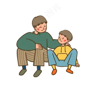 矢量免抠卡通可爱父亲节爸爸和儿