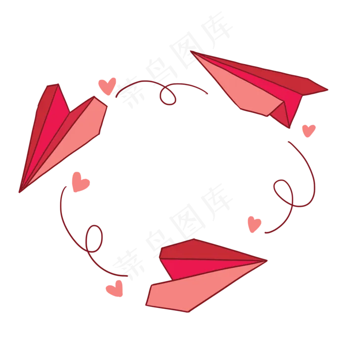 创意手绘纸飞机和爱心PNG免抠素材(2000*2000px 300 dpi )psd模版下载