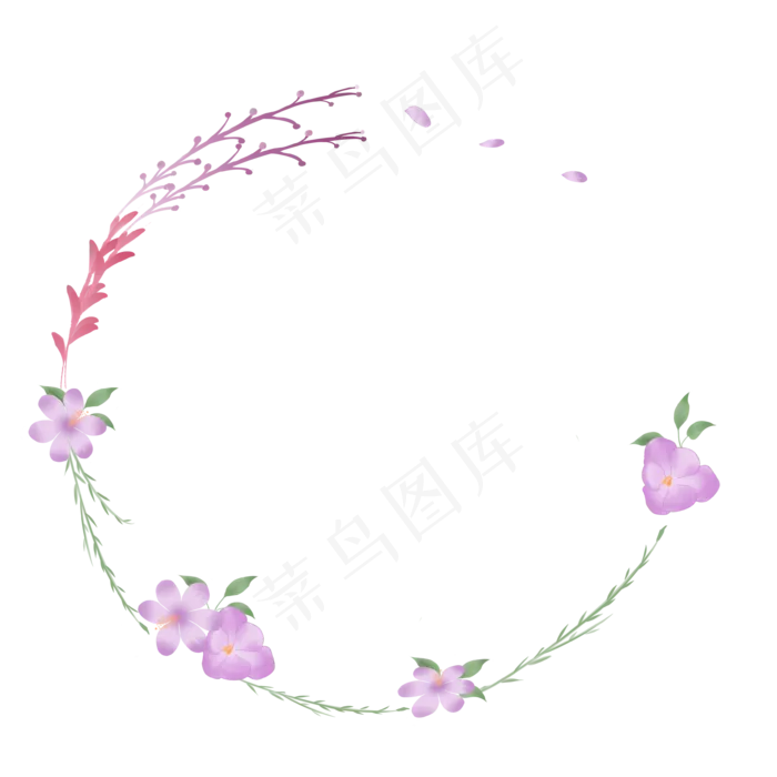 日系简约紫色系边框花环