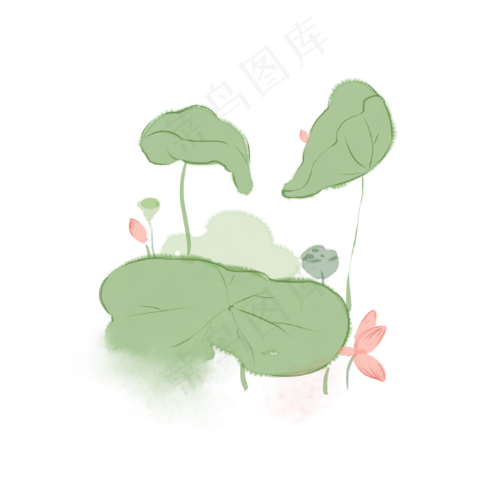 中国风水彩水墨莲与莲花(3543X3543(DPI:300))psd模版下载