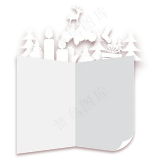圣诞节贺卡立体剪纸装饰,免抠元素