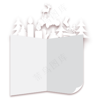 圣诞节贺卡立体剪纸装饰,免抠元素