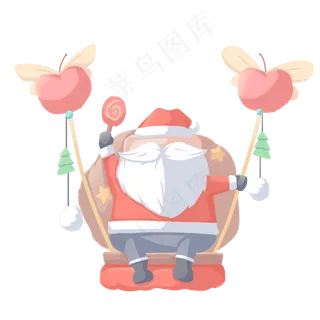 圣诞节圣诞老人平安夜送苹果简约,免抠元素