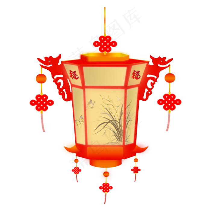 新春喜庆中国风可商用灯笼花灯节,免抠元素
