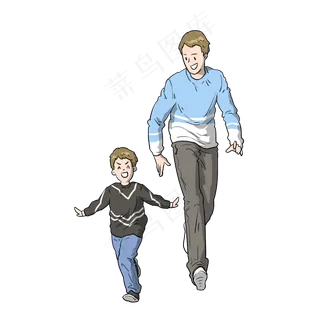 父亲节人物素材卡通手绘