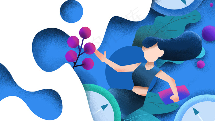 蓝色系扁平风互联网商务风格配图