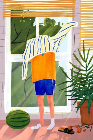 暖色调夏日夏天男孩穿衣服配图