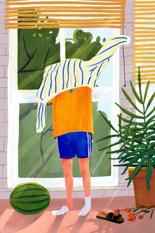 暖色调夏日夏天男孩穿衣服配图