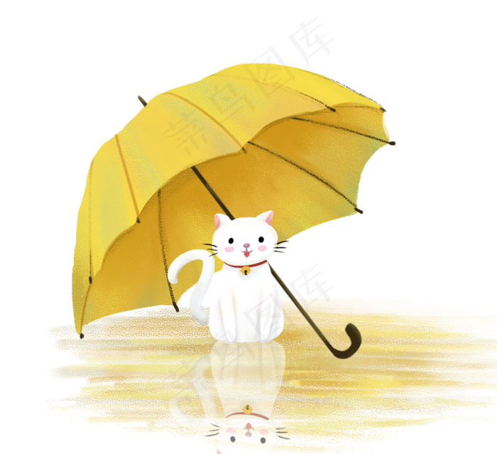 雨水节气之雨伞与猫,免抠元素