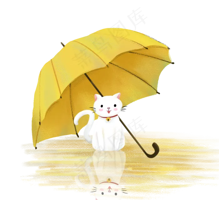 雨水节气之雨伞与猫,免抠元素(1104X1008(DPI:300))psd模版下载