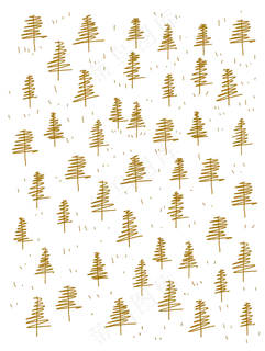 金色手绘线条树底纹,免抠元素