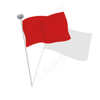 七一红色旗帜带阴影