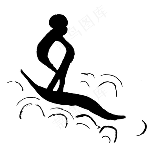 中国风水墨滑雪黑白简约抽象体育