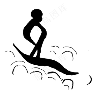 中国风水墨滑雪黑白简约抽象体育