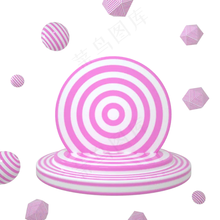 C4D粉白色质感立体圆柱立体电