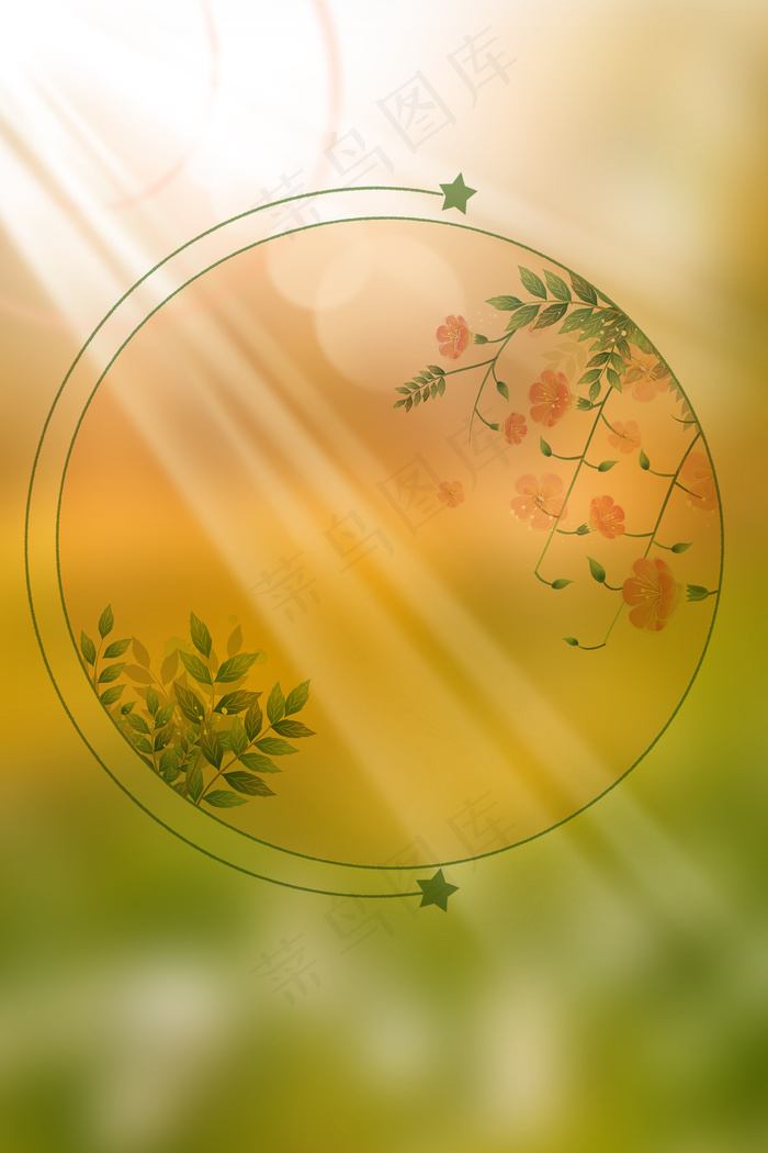 简约春天花草背景边框