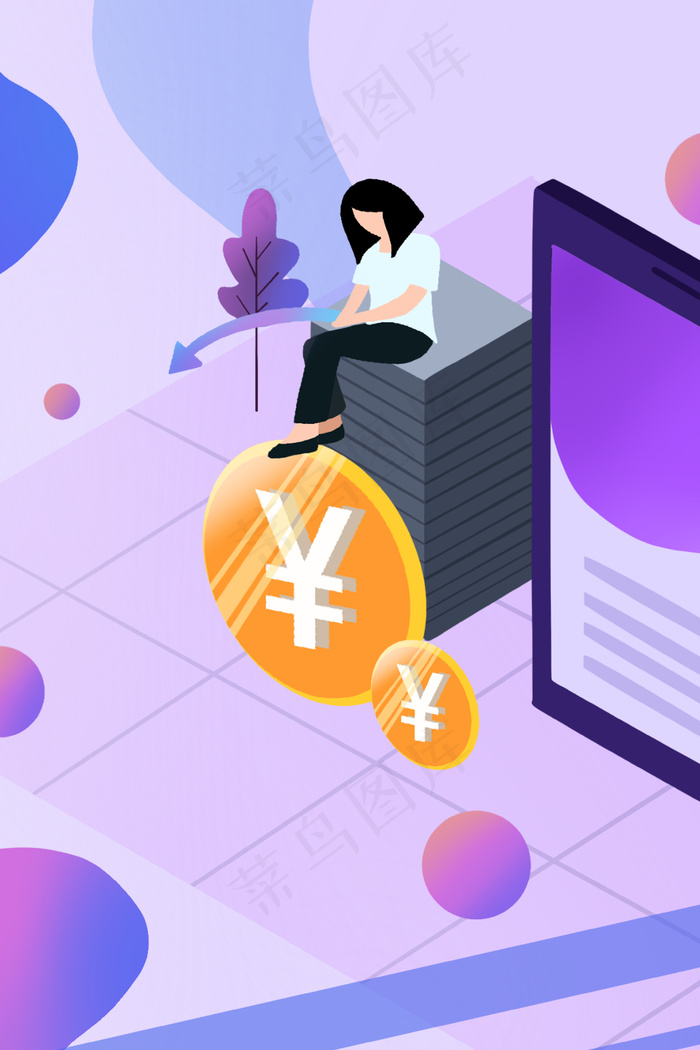 金融商务扁平渐变金币