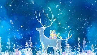 深蓝色唯美卡通治愈小清新夜晚圣诞节配图