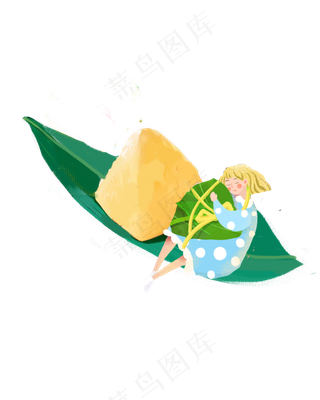 端午节少女包住粽子png素材