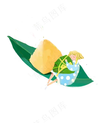 端午节少女包住粽子png素材