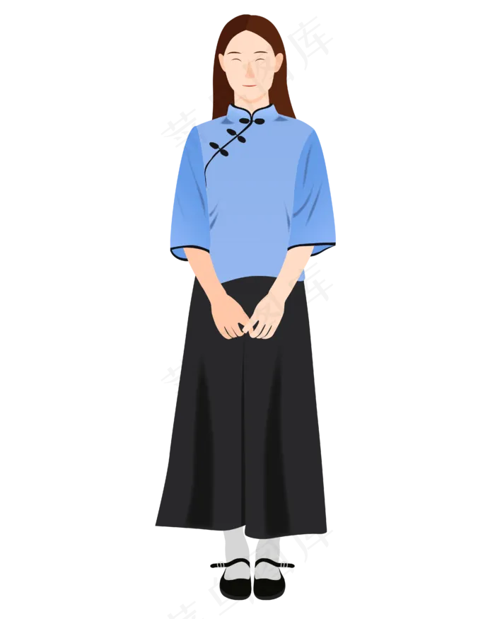黑色长裙女孩(4167*5208px 300 dpi )ai矢量模版下载