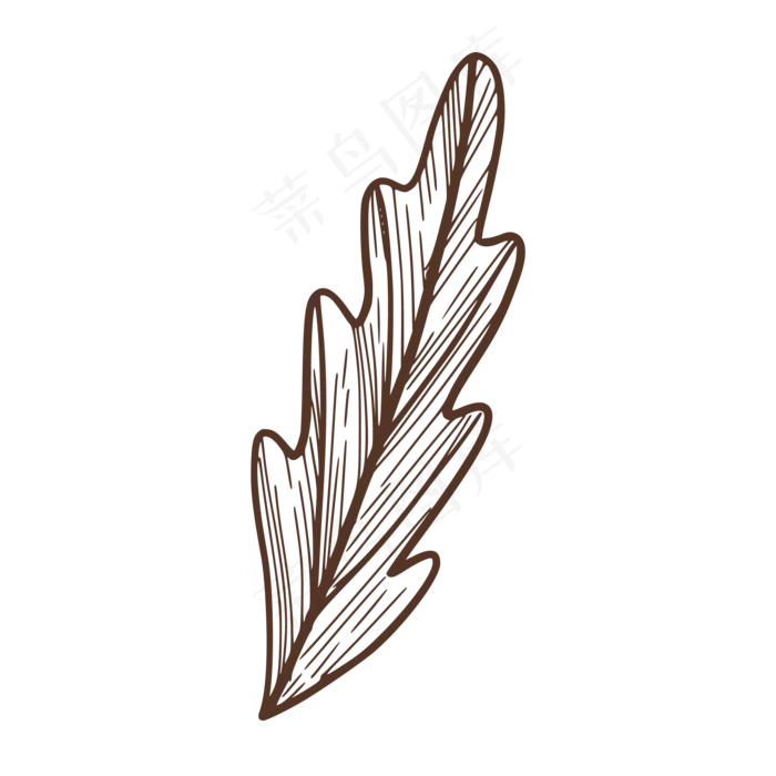 棕色复古简笔画叶子(2083X2083(DPI:300))psd模版下载