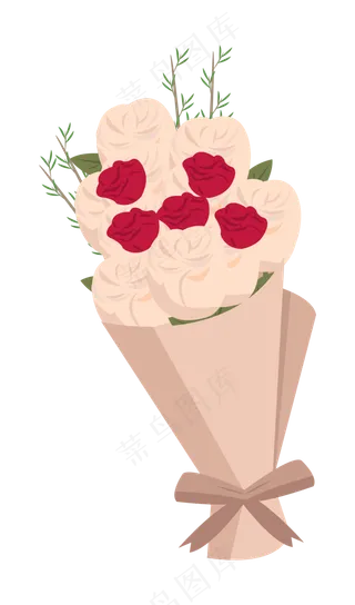 手绘玫瑰花束插图
