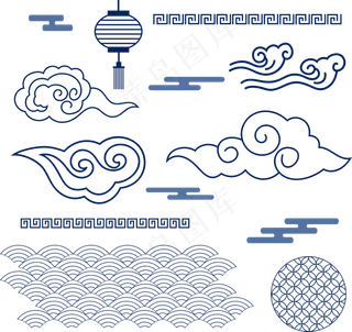 冷色调国潮底纹