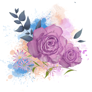 水彩玫瑰紫玫瑰