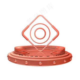 C4D电商装饰珊瑚色舞台,免抠元素