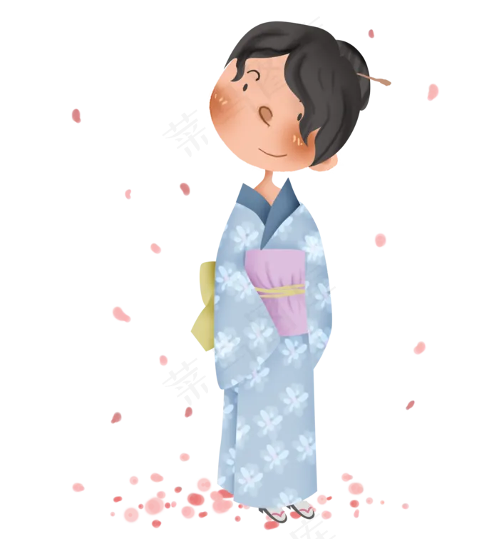 春天赏樱花的日本女孩(2000X2158(DPI:299))psd模版下载