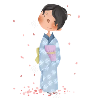 春天赏樱花的日本女孩