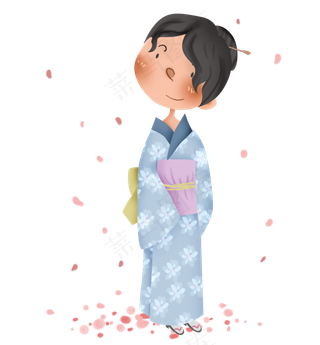 春天赏樱花的日本女孩