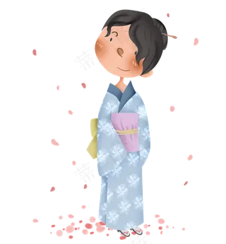 春天赏樱花的日本女孩